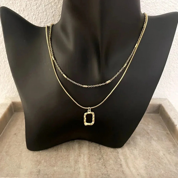 925 Sterling Silver Necklace Set Geometric Textured Square Pendant Sequin Chain - Picture 9 of 11